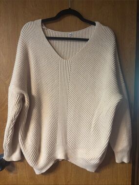 Cozy V-Neck Cream Women's Sweater